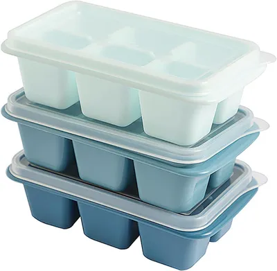 Produktbild von Eiswürfelbereiter 3 Stück, Silikon, mit Deckel, flexibel, für Cocktails