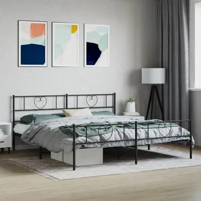 Produktbild von Cloris Designermöbel Bettgestell mit Kopf- und Fußteil Metall Schwarz 193x203 cm 2024 Neu