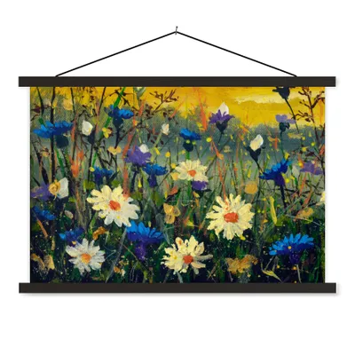 Produktbild von MuchoWow® Textilposter Malerei - Ölfarbe - Natur - Blumen 60x40 cm mit schwarzem Rahmen - Hölzernes