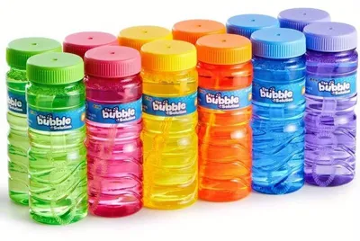 Produktbild von Seifenblasenfläschchen - 12er-Pack - 118 ml Seifenblasenlösung - Seifenblasenstab - Party-Mitgebsel - Outdoor-Spielzeug - Altersempfehlung 14+