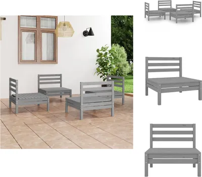 Immagine prodotto di vidaXL set salotto da giardino 4 pezzi in legno di pino massiccio grigio - Set di mobili da giardino