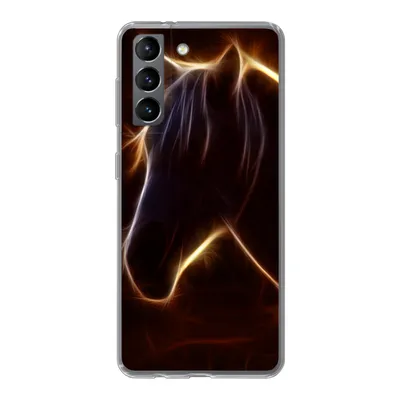 Produktbild von MuchoWow® Handyhülle Schutzhülle Hülle für Samsung Galaxy S21 Pferd - Kontur - Leicht Silikon Softcase Handy Hülle - Softcase