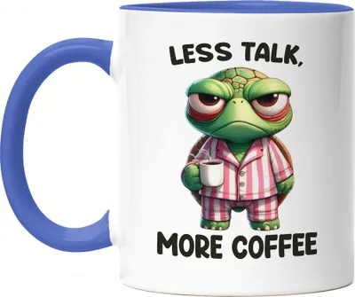 Produktbild von Less Talk More Coffee Lustige Schildkröte Tasse Blau Kaffee Spruch Morgenmuffel Geschenkidee