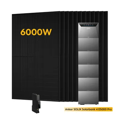 Produktbild von Powerness® Balkonkraftwerk , Anker SOLIX Solarbank 4 E5000 Pro Speicher mit 5x BP5000 Erweiterungsakku,6000W Module & Smart Meter 0% VAT
