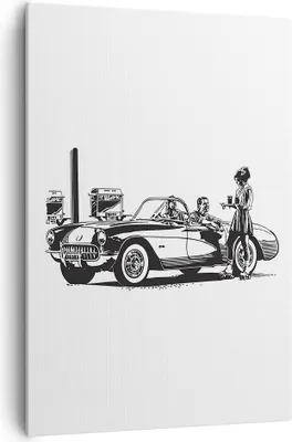 Produktbild von Bild auf Leinwand - Leinwandbild - Einteilig - Bar Auto Straße - 70x100cm - Wand Bild - Wanddeko - Wandbilder - Leinwanddruck - Kunstdruck - Wanddekoration - Leinwand bilder - Wandbild - PA70x100-3680