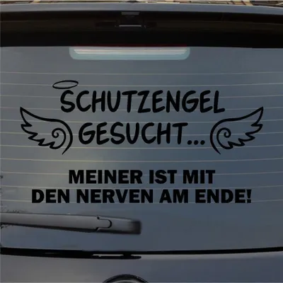 Produktbild von Heckscheibenaufkleber Schutzengel gesucht meiner ist am Ende Engel Nerven 54x27 cm Schwarz Matt Auto Aufkleber Sticker