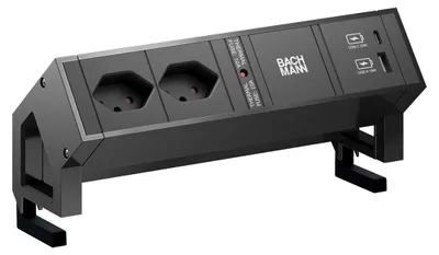 Zdjęcie produktu dla Bachmann Desk 2, Wewnętrzna, Typ J, Czarny, 2 x gniazdo sieciowe, 1 szt.