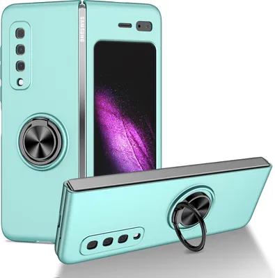 Produktbild von Samsung Galaxy Fold Hülle, Dünn Hart PC Schutzhülle mit Ringhalter Ständer für Samsung Galaxy Fold 2019 Blau