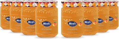 Produktbild von Hero Seasonal Peach Jam, 8 Gläser à 350 g, Konfitüre und Konfitüre Extra mit Früchten der Saison, hochwertiges Obst