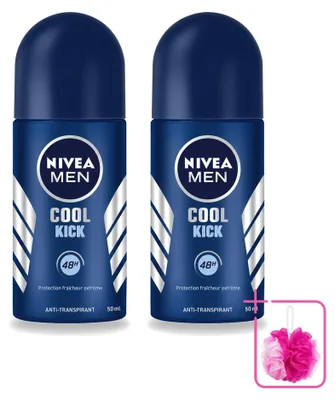 Image de 2 déodorants roll-on NIVEA MEN Cool Kick - 50 ml - Lot de 2