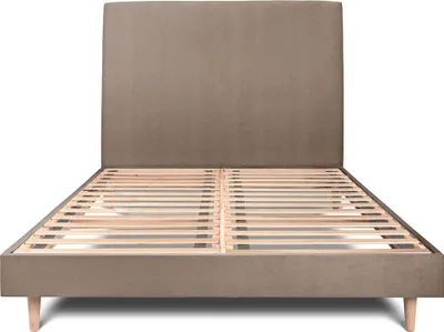 Produktbild von Bett mit gepolstertem Kopfteil – Samtstoff - 180 x 200 cm