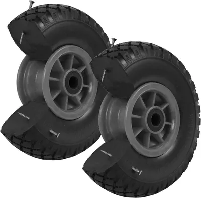 Produktbild von 2x Sackkarrenrad PolyurethanRad 260x85 mm 3.00-4 75 mm zentrierte Nabe Ø 20 mm grau Vollgummi Bollerwagen