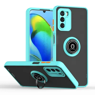 Obrázek produktu pro Pouzdro pro ZTE Blade V40 Vita matné průsvitné TPU pouzdro s prstencovým držákem a stojánkem Modrý