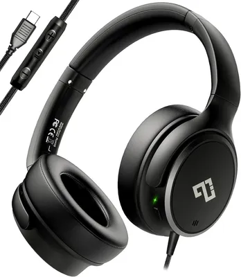 Obrázek produktu pro Sluchátka přes uši, sluchátka s kabelem a konektorem USB-C, sluchátka s potlačením hluku (Over-Ear), 28 dB ANC, lehká sluchátka do školy/na cesty/pro iPhone 16/15