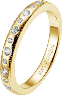 Produktbild von Xenox Damen Ring Sterling Silber 925 vergoldet mit Zirkonia Steinen - Leaf XS1900G, Ringgröße (Durchmesser):54 (17.2 mm Ø)