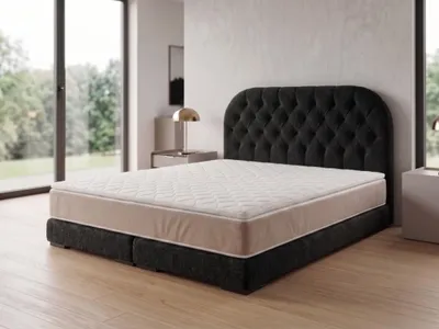 Produktbild von Polsterbett  LEON 4 mit Kopfteil, modernes gepolstertes Bett in 90 x 200 cm Farbe: Schwarz