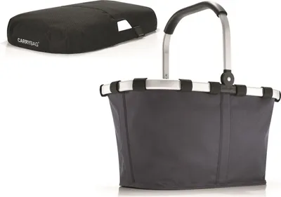 Produktbild von reisenthel SET carrybag Einkaufskorb Korb graphite BK7033 + Cover schwarz BP7003