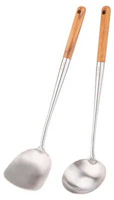 Productafbeelding van Wok Spatel en Pollepel Set, 17" RVS