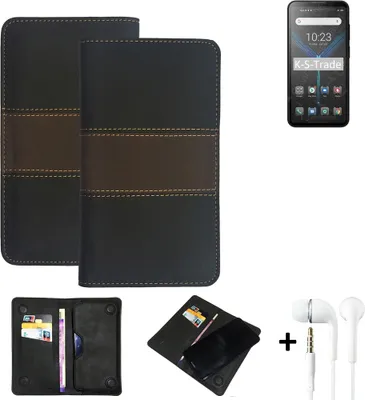 Produktbild von K-S-Trade Handyhülle + Kopfhörer kompatibel mit Blackview BL5000 Schutzhülle Walletcase Bookstyle Tasche Schutz Case Hülle Wallet Cover Kunstleder