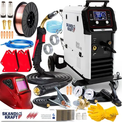 Produktbild von SKANDI KRAFT iTECH MIG 280 4R - 400V 280A Schweißgerät mit Fahrwerk, Doppelpuls, 4 Rollen Drahtvorschub und MIG/MAG AUTO System - Premium-Plus-Set