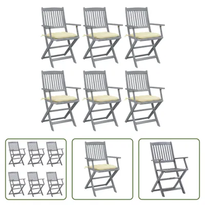 Produktbild von The Living Store Klappbare Gartenstühle 6 Stk. mit Kissen Massivholz Akazie