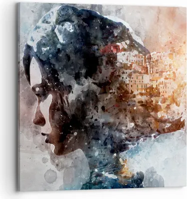 Produktbild von Bild auf Leinwand - Leinwandbild - Frau Abstraktion - 70x70cm - Wand Bild - Wanddeko - Wandbilder - Leinwanddruck - Bilder - Kunstdruck - Wanddekoration - Leinwand bilder - Wandkunst - AC70x70-3956