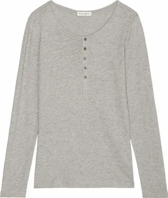 Produktbild von T-shirt, henley, long sleeve, butto 928 soft stone melange Größe XL