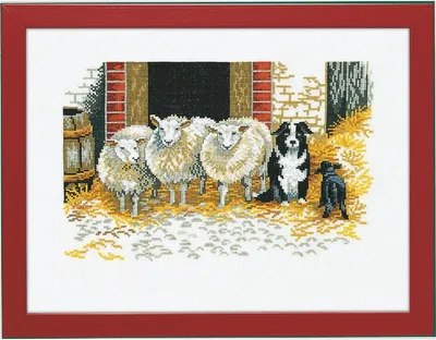 Produktbild von Eva Rosenstand Kreuzstich Set "Schaf und Hund", Zählmuster, 30x40cm