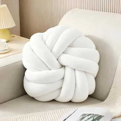 Image de Coussin décoratif - 35 cm - Coton - Fait à la main - Blanc