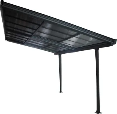 Image de Toit terrasse aluminium gris anthracite - 12,04 m² - Toit amovible - Panneaux polycarbonate anti-UV 6 mm