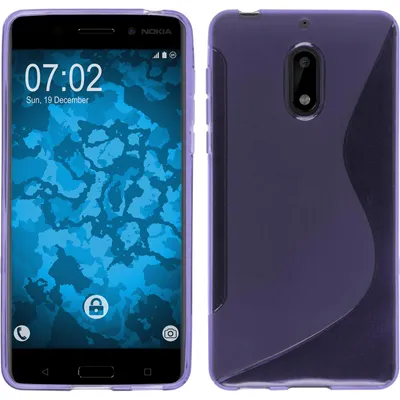 Produktbild von PhoneNatic Case kompatibel mit  Nokia 6 - lila Silikon Hülle S-Style + 2 Schutzfolien