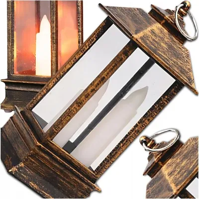 Produktbild von Led Deko Laterne Elektrisch Mit 3 Kerzen Effekt Vintage Optik Batteriebetrieb Warmweiss Mini Lampion Fuer Balkon Terrasse Innen