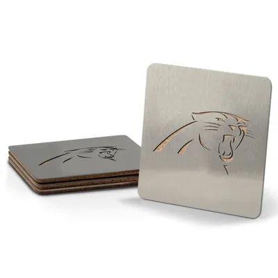 Produktbild von NFL Carolina Panthers 4er Set Untersetzer Coaster Set Edelstahl Kork Boaster