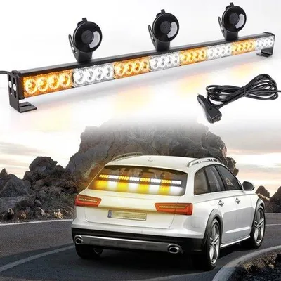 Produktbild von LED-Blinkerleuchte, 87 cm, 12/24V, orange/weiß, 32 LEDs, Frontscheibenmontage, 13 Betriebsmodi