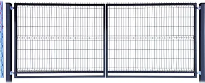Produktbild von Doppelflügeltor 160 cm anthrazit graphit Einstabmatten 3D zwei PFOSTEN RAL7016 zweiflügelig 163 cm zweiflügelige Toranlage Einfahrtstor Doppelstabmatten