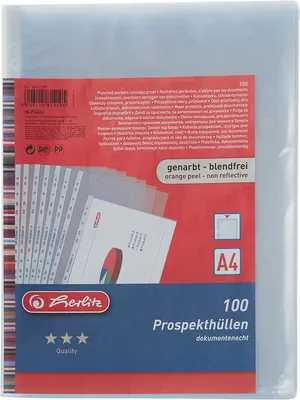 Produktbild von herlitz Prospekthülle, DIN A4, genarbt, 0,055 mm