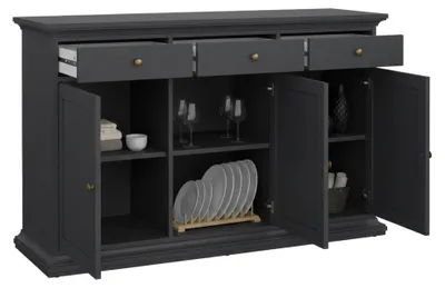 Produktbild von Kommode Asola, Wohnzimmerbuffet, Wohnzimmer-Sideboard, Moderne Küchen-Speisekammer, 144x46 h92 cm, Grau