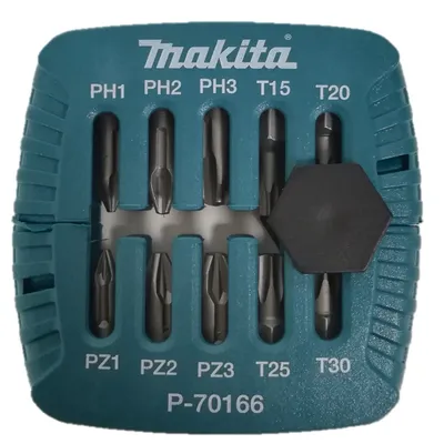 Zdjęcie produktu dla Makita P-70166, 10 szt., Phillips, Pozidriv, Torx, PH1, PH2, PH3, PZ1, PZ2, PZ3, T15, T20, T25, T30, 25 mm