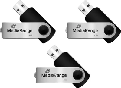 Zdjęcie produktu dla MEDIARANGE USB-Stick MR907, USB 2.0, 4 GB, opakowanie 3 szt