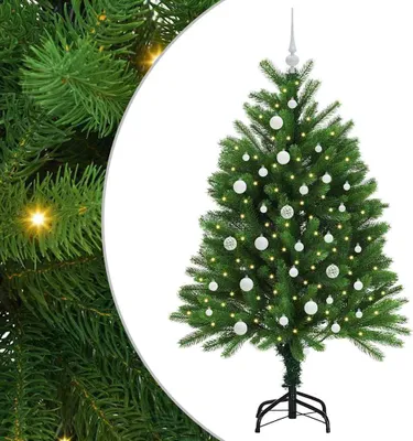 Image de Sapin de Noël avec 150 LED avec support Vert 120 cm PE