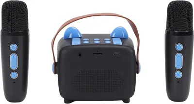 Productafbeelding van Mini Karaoke Speelgoed - Draagbare Luidspreker - Zingen met vrienden - Twee microfoons - 15 x 145 cm - Blauw