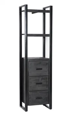 Produktbild von Livingfurn - Bücherregale Norris - 200x55x40 cm - Mangoholz / beschichteter Stahl