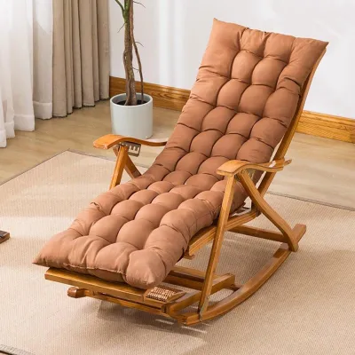 Immagine prodotto di Sedia a dondolo in bambù regolabile, con cuscino ergonomico e poggiapiedi massaggiante