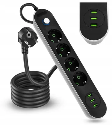 Produktbild von Smartled 8067 Steckdosenleiste mit 3m Kabel, 4 Steckdosen, 3x USB