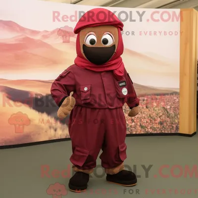 Immagine prodotto di Personaggio mascotte REDBROKOLY di un servizio aereo speciale dei Maroon vestito con culotte e fasce per la testa