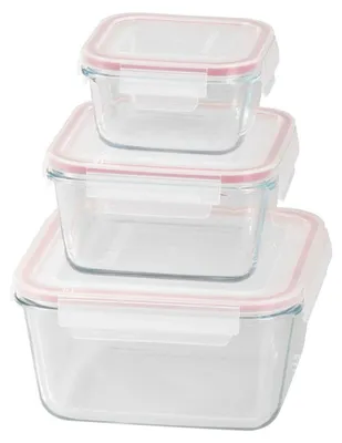 Immagine prodotto di Contenitore MagicHome, set 3 pz, in vetro, vetro, quadrato, con coperchio, 450/1000/1900 ml