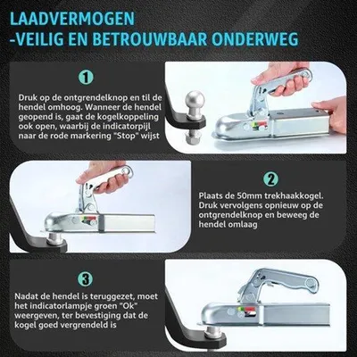 Productafbeelding van 60 mm koppeling voor aanhanger, 800 kg autosleephaak, trekhaak met achterste aansluiting, kogelkop voor campers en aanhangers voor goederenvervoer