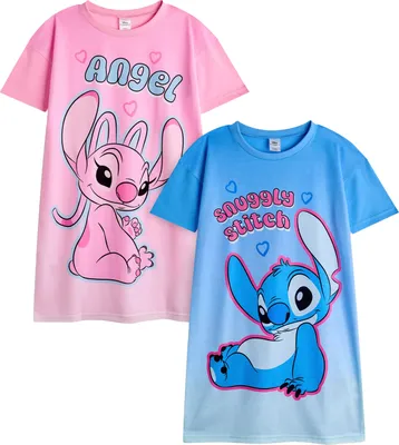 Immagine prodotto di Lilo & Stitch - Camicia da notte per bambina (confezione da 2) a maniche corte NS8651 (122) (Colorato)