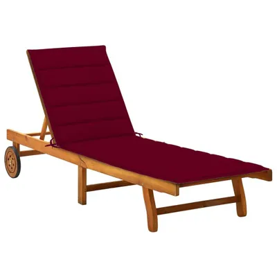 Image de Chaise longue de jardin avec coussin Bois d'acacia solide