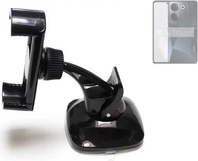 Produktbild von K-S-Trade kompakte Handy-Halterung Windschutzscheibe kompatibel mit Tecno Camon 20 Armaturenbrett schwarz Autohalterung KFZ Halter Scheiben-Halterung